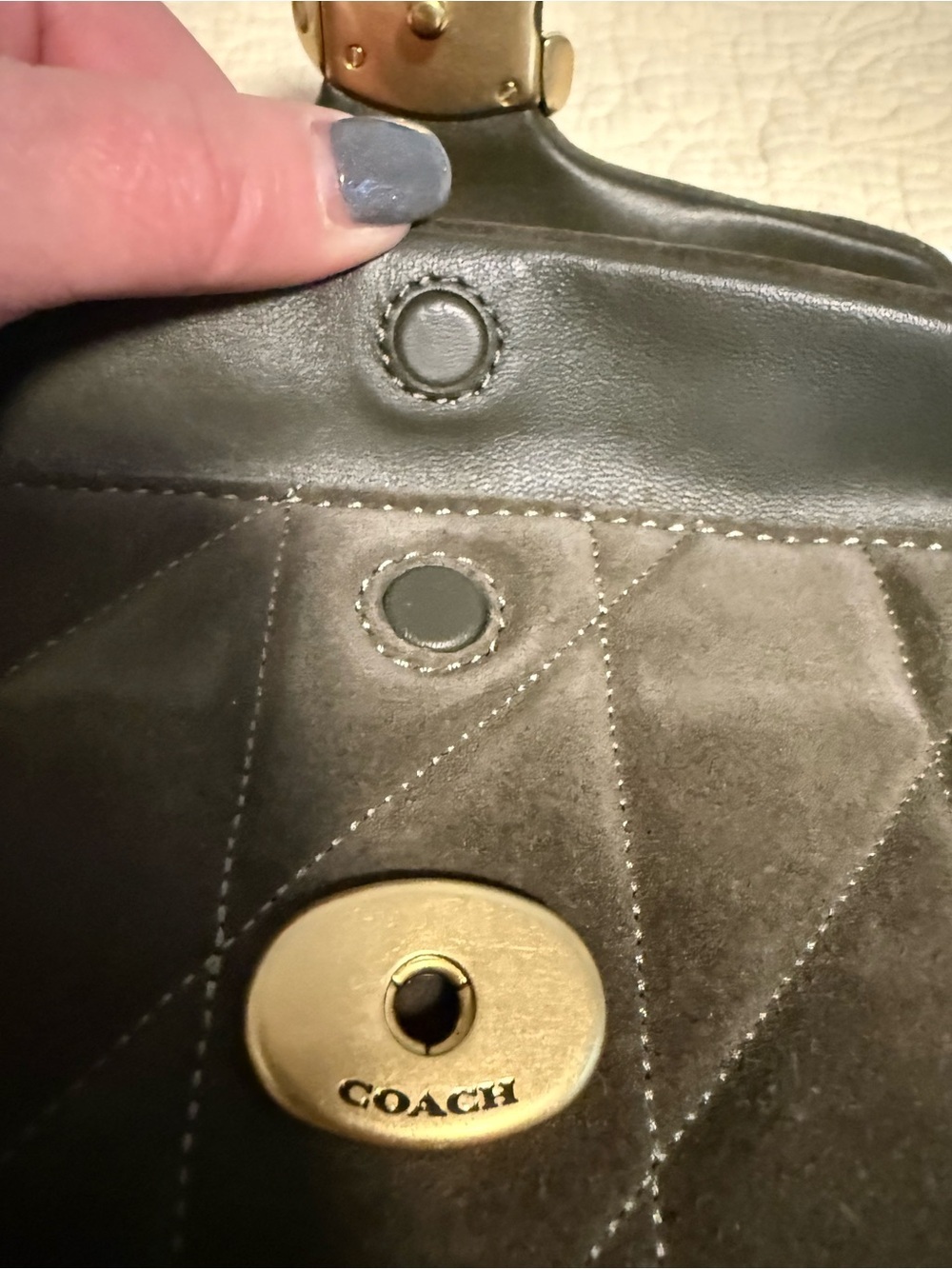 Coach Tabby 2026 Quilted Shoulder Bag in Olive Green Swede with Gold Hardware! 😍 - Picture 14 of 14